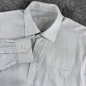 Elegance Shirt Mens 105 US L-XL White Blue Stripe Pocket ee